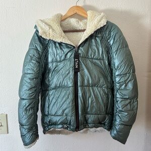 NVLT Metallic Puffer Jacket with Sherpa Lining